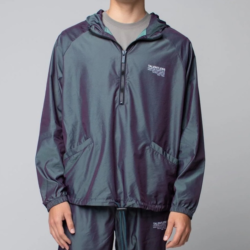 Talentless Unisex Reflective Track Jacket Size Medium in Silver